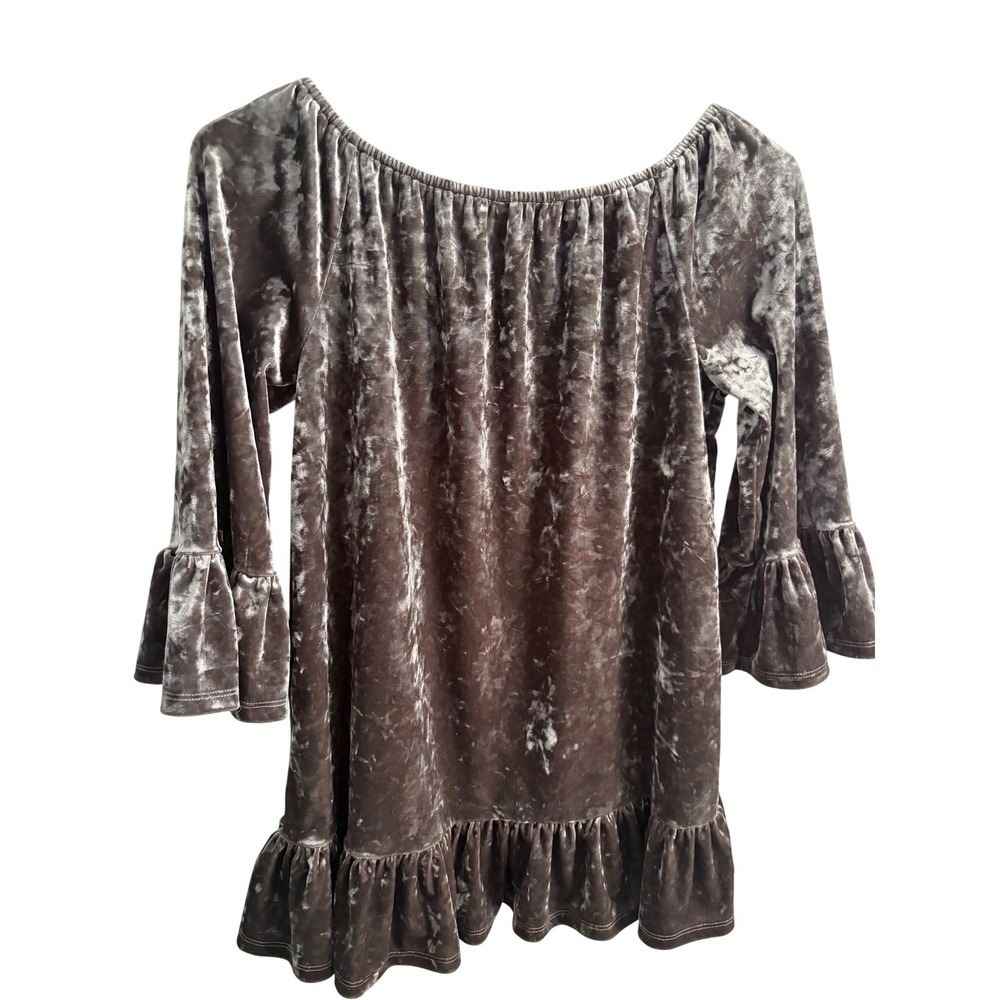 Crushed Velvet Peasant Top Dark Romantic Witchy Gothic Blouse Size Small - Picture 6 of 8